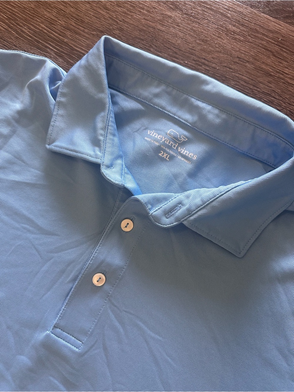 Vineyard Vines Men’s Blue Solid Short Sleeve Spread Collar Polo Shirt 2XL